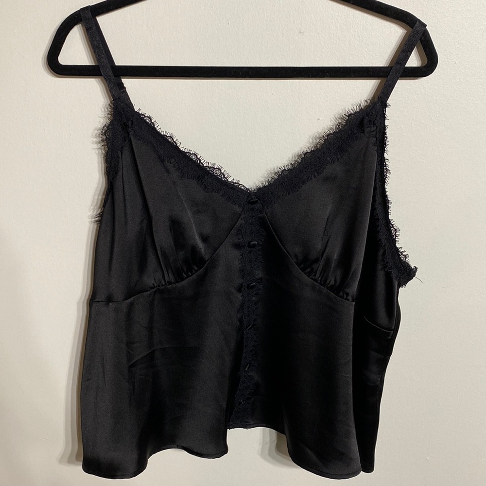 Forever, 21 black silk, button, crop tank
